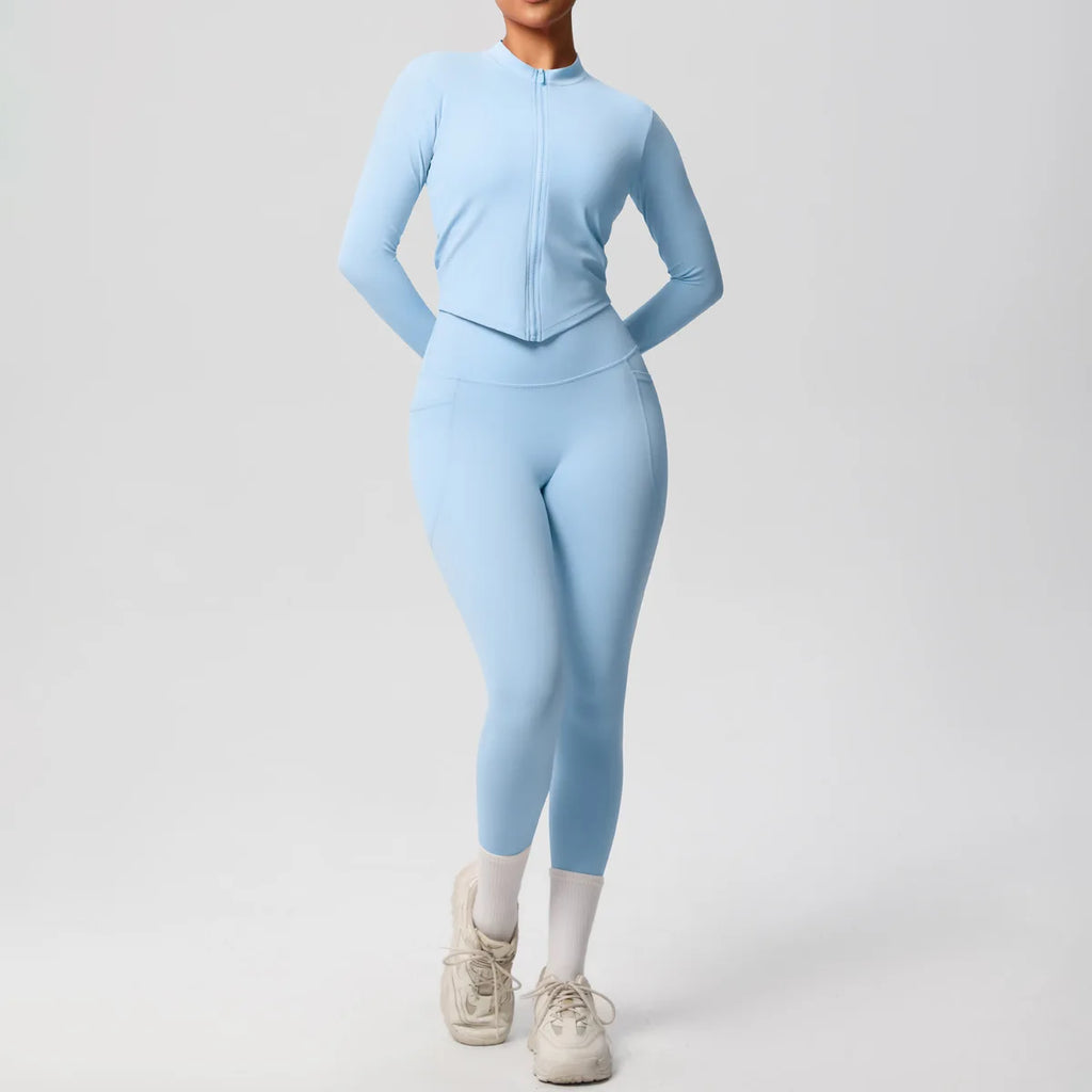 Zipper Women Outdoor Running Fitness Wear T-shirt Long Sleeved Top Yoga Jacket Long sleeved Shirt Gym Push Up Workout Coat XP260