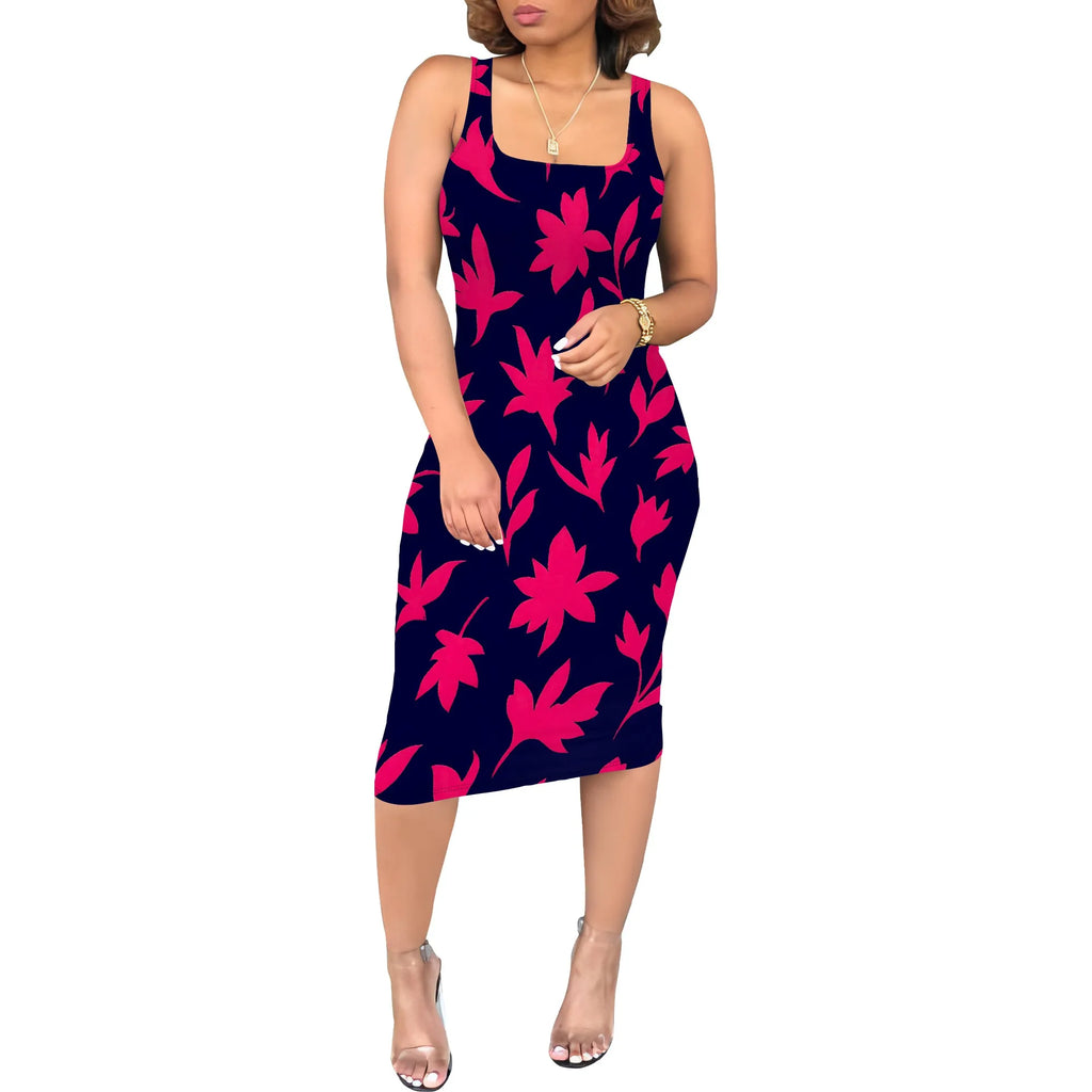 Women's Sexy Dress Summer Tank Sleeveless Ruched Midi Dresses Plue Size Bodycon Fitted Party Sundress Travel Vacation Outfits