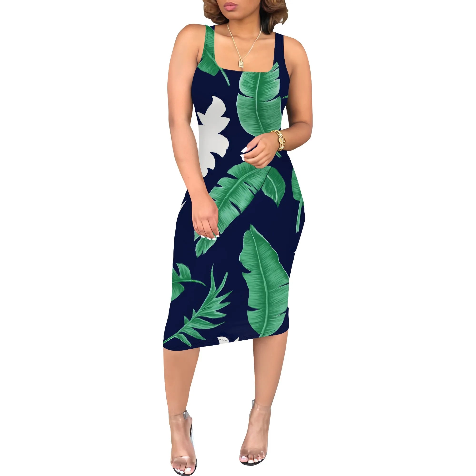 Women's Sexy Dress Summer Tank Sleeveless Ruched Midi Dresses Plue Size Bodycon Fitted Party Sundress Travel Vacation Outfits